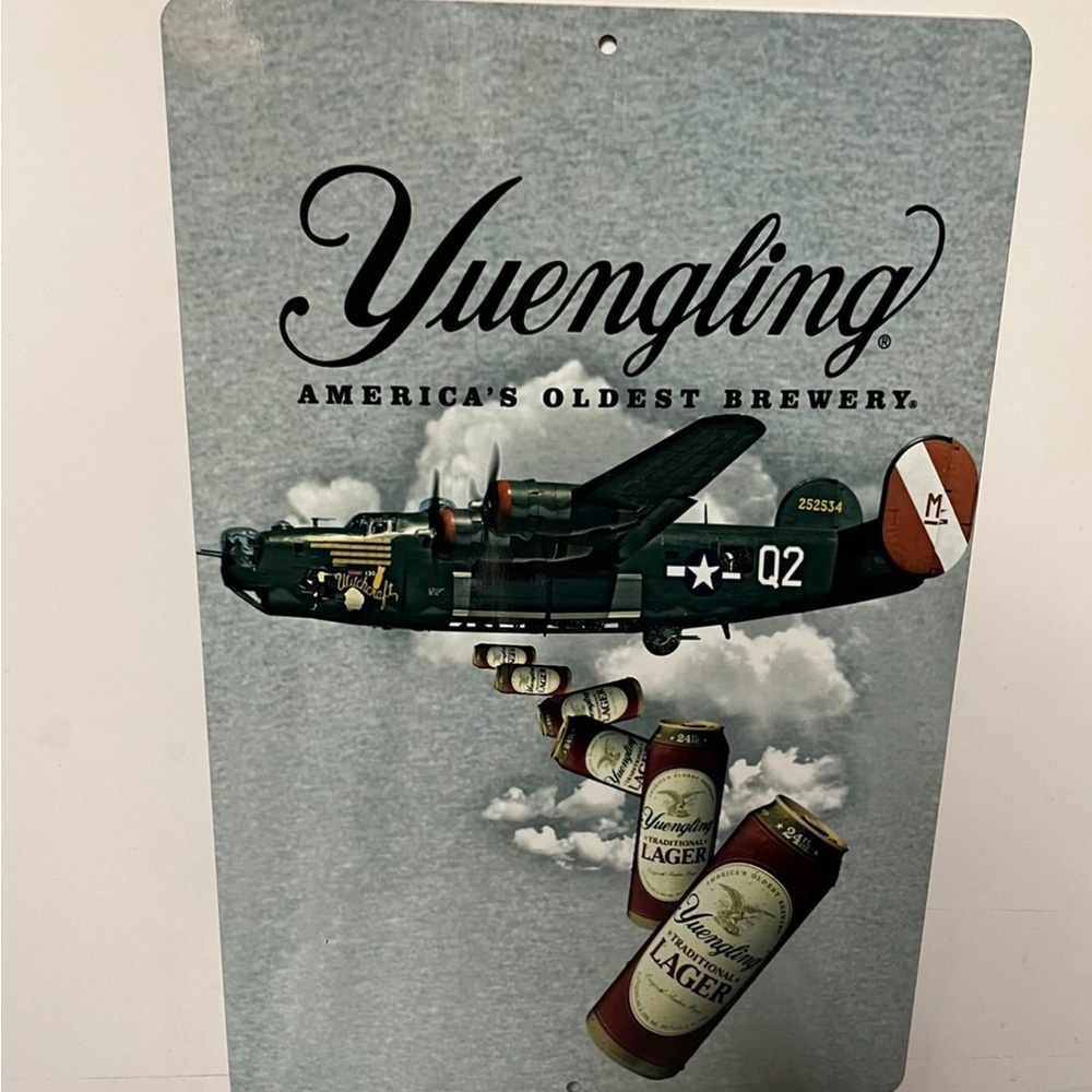 Yuengling Americas Oldest Brewery Airforce plane metal tin sign